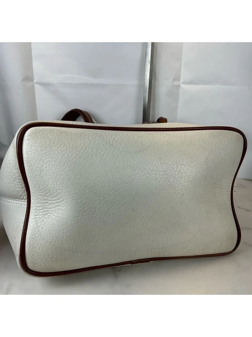 Dooney & Bourke Vintage White Cream and Brown Hobo Shoulder‎ Bag